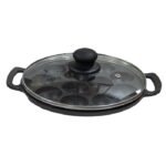 12 Pits Flat Base Paniyaram Pan with Glass Lid