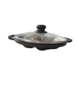 9 Pits Flat Base Paniyaram Pan with Glass Lid - Image 3