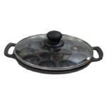 12 Pits Flat Base Paniyaram Pan with Glass Lid
