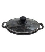 12 Pits Flat Base Paniyaram Pan with Glass Lid