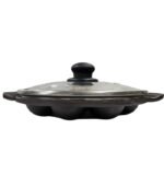 12 Pits Flat Base Paniyaram Pan with Glass Lid - Image 2
