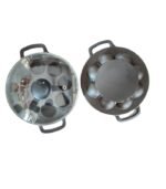 9 Pits Flat Base Paniyaram Pan with Glass Lid - Image 2